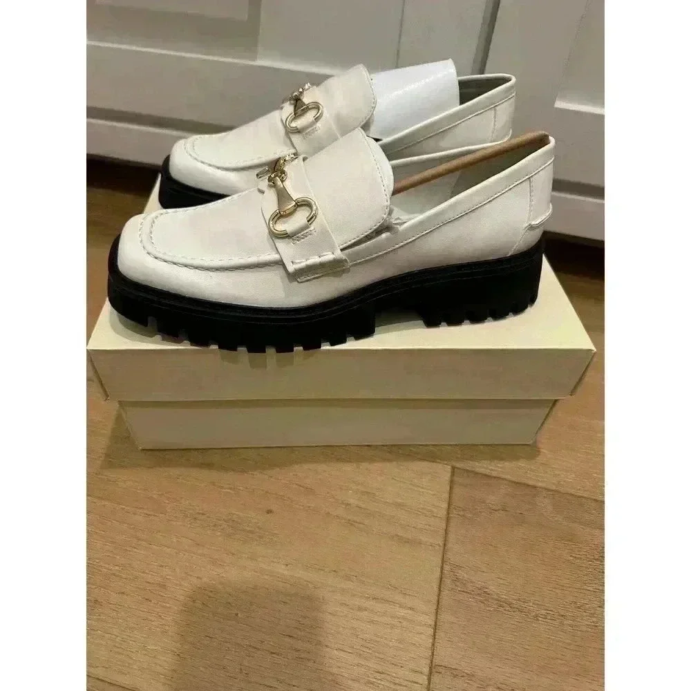 OPEN EDIT Ivory Leather Heather Platform Bit Loafer - Picture 3 of 5